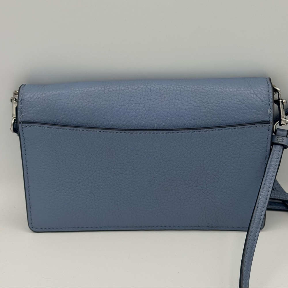Coach Hayden Foldover Crossbody Clutch Bag Cornflower Blue Pebbled Leather - Picture 4 of 16